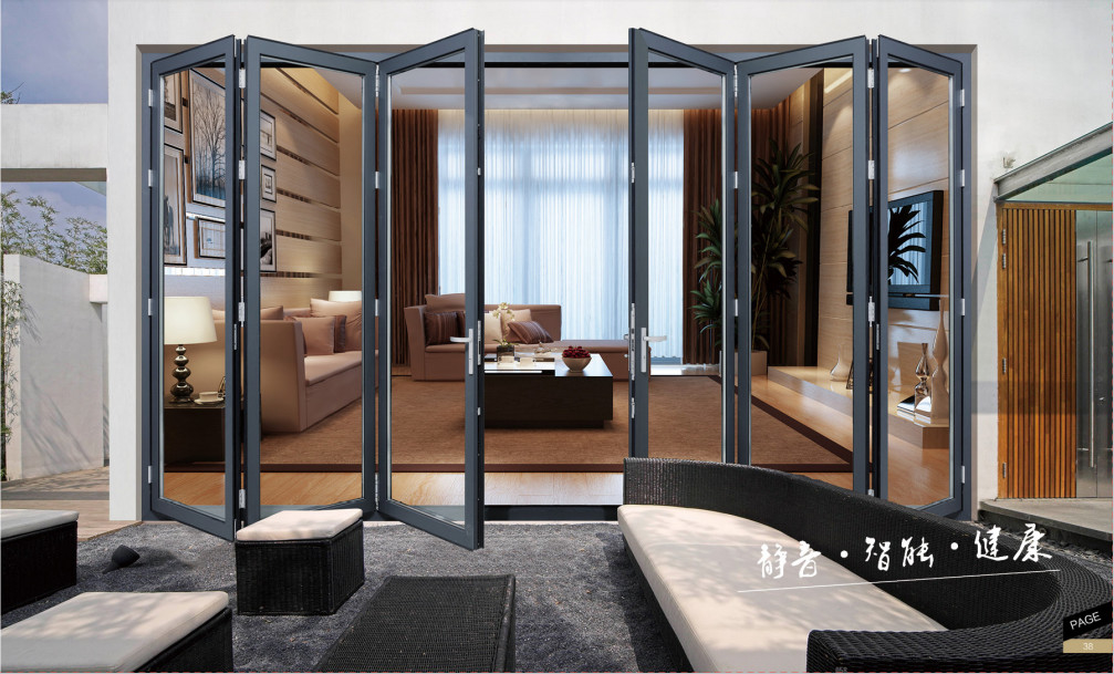 Porte pliante en alliage d' aluminium Particules d' espaces grands pour les centres commerciaux, les immeubles de bureaux, les salles d' exposition