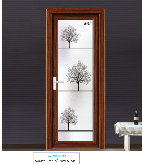 Porte pivotante en alliage d'aluminium pour salle de bain, une variété de motifs à choisir et à personnaliser