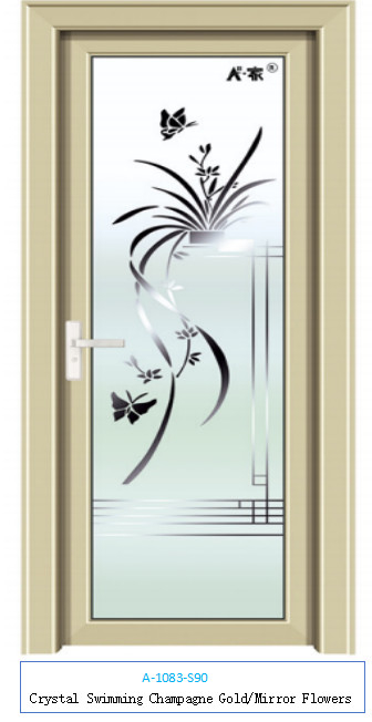 Porte pivotante en alliage d'aluminium pour salle de bain, une variété de motifs à choisir et à personnaliser