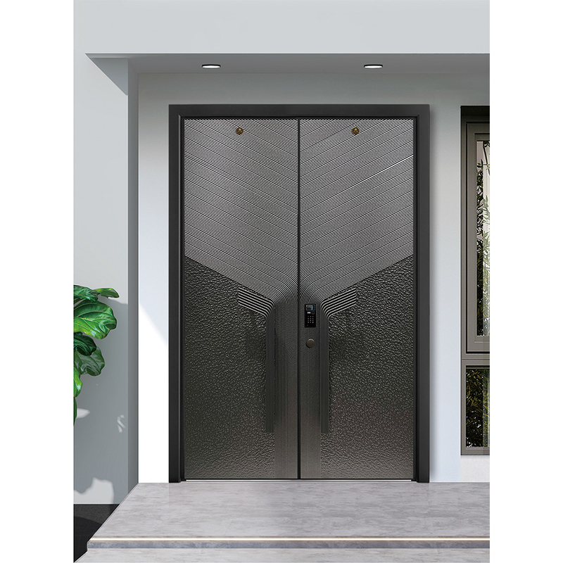 Porte d'entrée en acier inoxydable moderne porte extérieure serrure intelligente porte d'entrée pour porte de maison