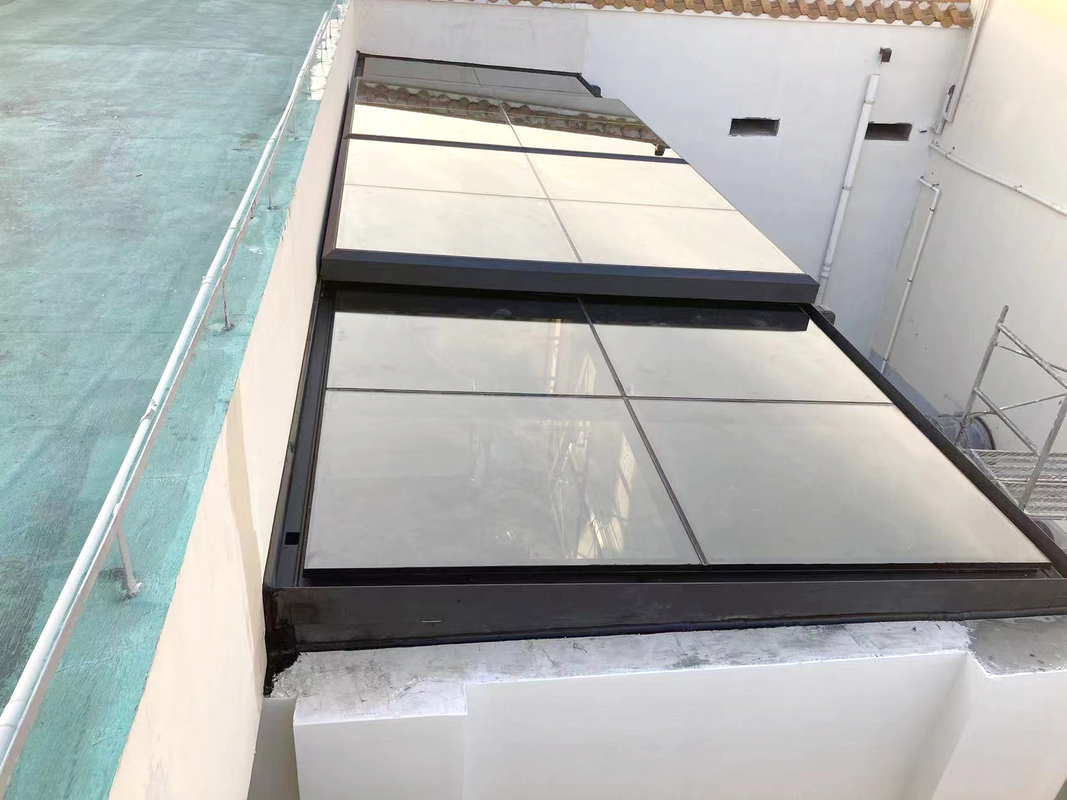 Toiture double vitrée en aluminium électrique pour hôpital restaurant hôtel maison toit terrasse