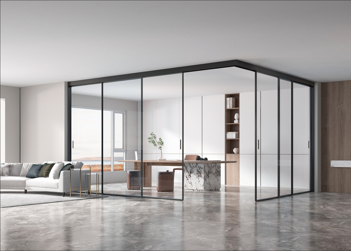 Porte coulissante en aluminium minimaliste Porte extérieure pour villas Hôtels bureaux Cuisine salon