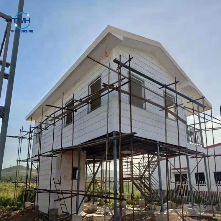 Maison en acier à cadre H Structure résidentielle modulaire en acier avec 100/50 mm de fibres Cem Mur extérieur