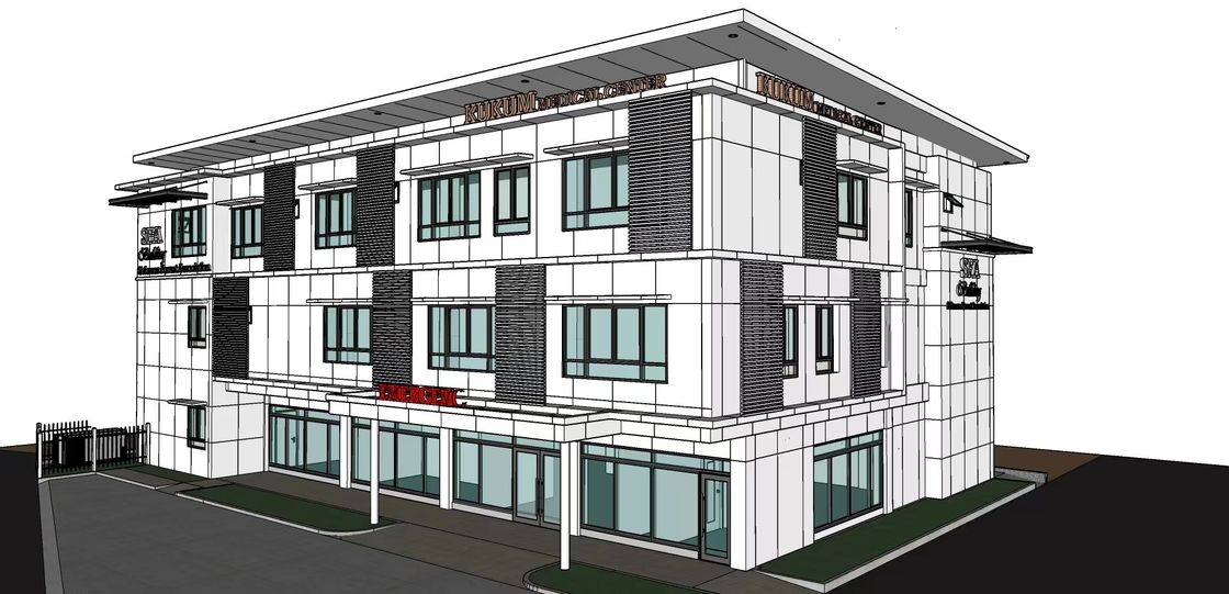 Isolement acoustique toit en pente villa à plusieurs étages maison en acier léger pour l'hôpital